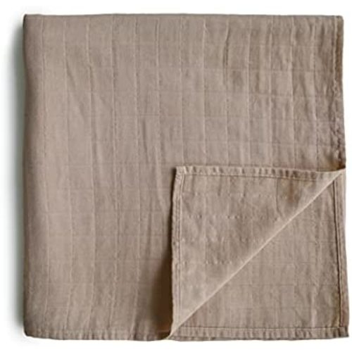 mushie Muslin Baby Swaddle Blanket | 100% Organic Cotton (Natural)