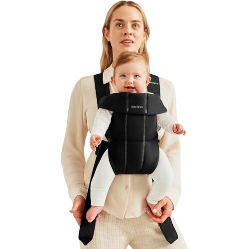 BabyBjörn Baby Carrier Mini, Black, Woven | Newborn Carrier (7-25 lbs), Ergonomic, Easy-to-Use