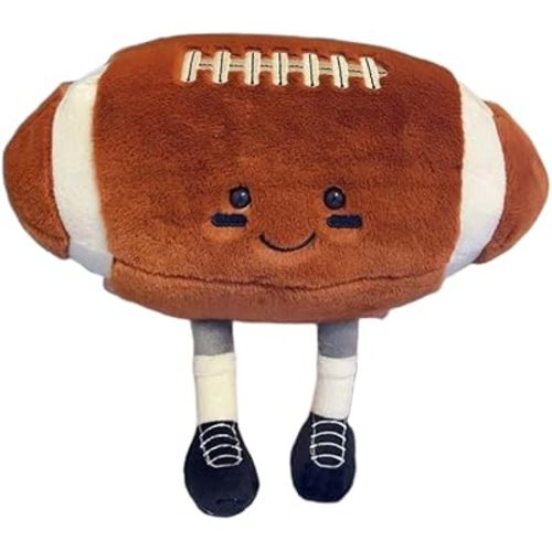 YUDONG 12 Inch Soft Plush Sports Rugby Pillow- Adorable Football Plush Toy, Fun Spherical Stuffed Animal, Cute Football Pillow Throw Pillow & Kids GIF