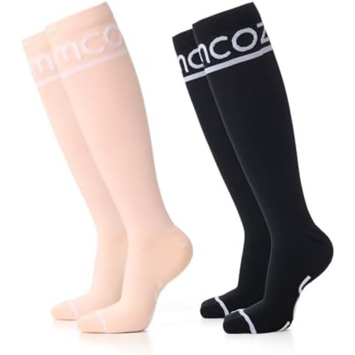 Momcozy Compression Socks for Women 15-20mmHg & 20-30mmHg | 2 Pairs, Graduated Compression for Circulation & Swelling