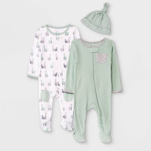 Baby Boys' 2pk Llama Sleep N' Play with Hat - Cloud Island™ Light Green