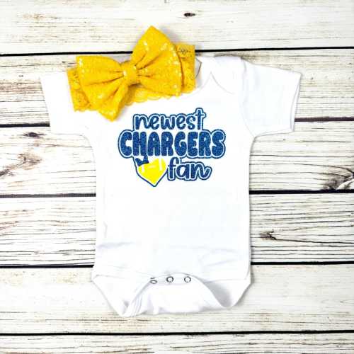 Newest Chargers Fan Football Bodysuit Outfit For Baby Girl