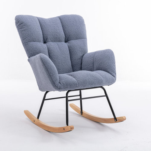 Teddy Fabric Rocking Gilder Nursery Chair For Living Room Indoor,Light Blue | Wayfair