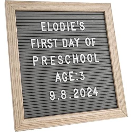 C CRYSTAL LEMON Felt Letter Board 10x10 Inch – 336 Letters, Numbers & Symbols – Gray Message Board with Wooden Frame, Wall Mount or Free Standing
