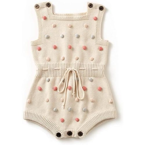 Simplee kids Baby Girl Kint Romper Fall Sleeveless Pompoms Rompers Newborn Little Girl Overall Jumpsuit Outfits