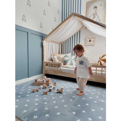 Blue & White Foam Play Mat: Non-Toxic EVA Puzzle Mat for Baby