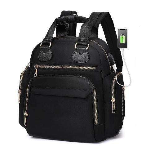 Small Diaper Bag Backpack Mini Baby Diaper Bag with 13 Pockets, Trave Baby Backpack for Boys Girls, USB Charging Port, Wet Dry Bag,3 Insulated Pockets, Stroller Straps,Black