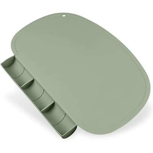 Silicone Placemat with Food Catching Pockets for Baby & Kid, Food Grade Silicone Non-Slip Toddler Food Place Mats with Raised Edges for Dining Table (Sage) - Ether Color