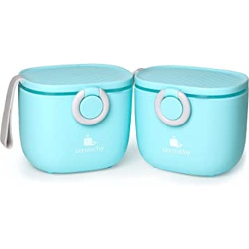 Termichy Baby Formula Dispenser, Portable Milk Powder Dispenser Container with Carry Handle and Scoop for Travel Outdoor Activities with Baby Infant, 8.8OZ, 0.55LB, 250g (Blue-2pack)