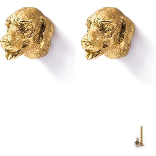CathchDragon Dog Animal Cabinet Knobs Brass,Decorative Gold Drawer Knobs 2 Pack for Laundry Room Kid Room Drawer Dresser Kitchen Cabinet Funiture (Dog)