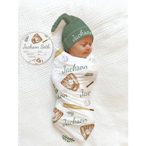BASEBALL Hat Name Blanket Baby Boy Personalized Shower Gift Softball Swaddle Ball Newborn Coming Home Outfit Hospital Sports Baby Blanket