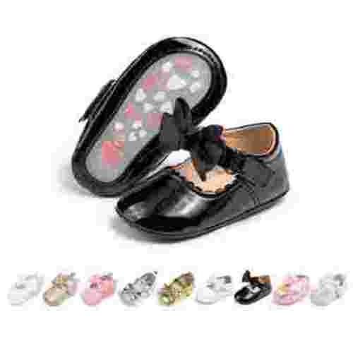 HsdsBebe Baby Girls Mary Jane Dress Shoes Infant Bowknot Princess Crib Flats for Newborn First Walkers 3-18 Months