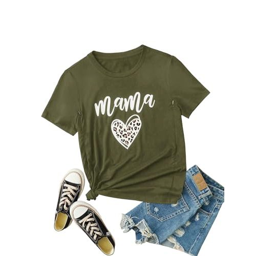 Women Maternity Nursing Shirt Funny Mama Shirt Cute Leopard Heart Graphic Tees Friendly Zip Maternity Breastfeeding Tops