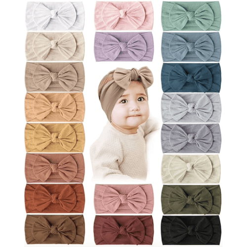 Prohouse 20PCS Baby Headbands Hairbands Hair Bow Elastics for Baby Girls Newborn Infant Toddlers Kids(Clay)