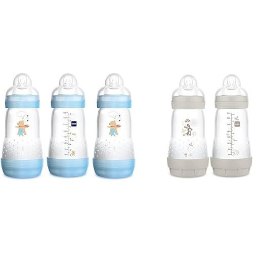 MAM Easy Start Anti-Colic Bottle 9 oz (3-Count), Baby Essentials & Easy Start Matte Anti-Colic Baby Bottles, 9 oz (2 Count), Medium Flow Nipples, Unisex Baby,2 Count (Pack of 1)