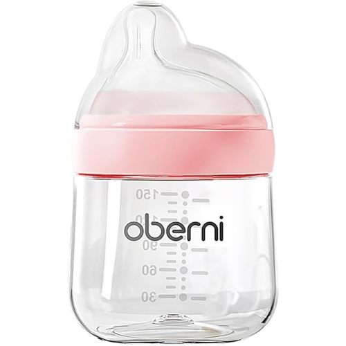 Baby Bottles with Off-Centered Natural Flow Nipple for 0+ Months Newborn, Pink/1Pack