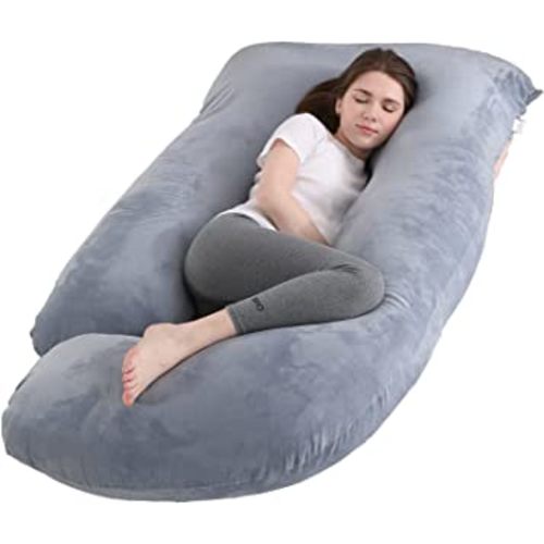Jcickt Pregnancy Pillow J Shaped Full Body Pillow with Velvet Cover Grey Maternity Pillow for Pregnant Women, 60"" Full Body Pillows