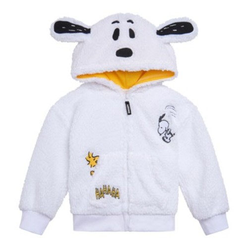 Snoopy Peanuts Woodstock Newborn Baby Boys Cozy Faux Sherling Cosplay Hoodie White 0-3 Months