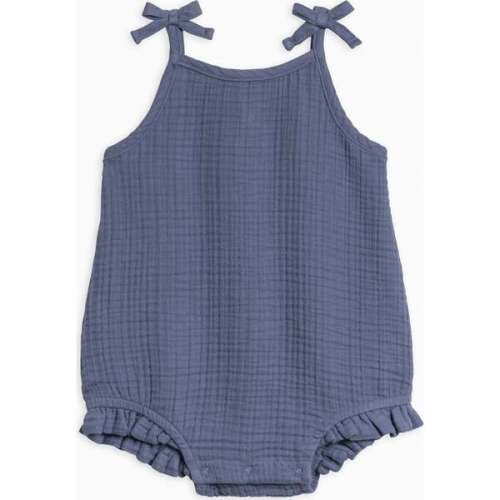 Ada Muslin Ruffle Tank Romper Marino - Colored Organics | Maisonette