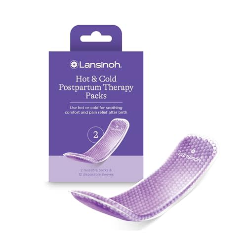 Lansinoh Hot and Cold Postpartum Pads Reusable Perineal Ice Packs for Postpartum Recovery, Labor & Delivery Essentials, 2 Count