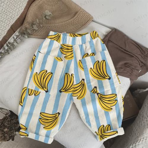 Baby Toddler Blue Bananas Striped Pants