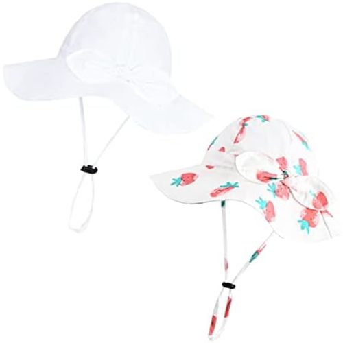 Baby Girl Sun Hat with UPF 50+ Outdoor Adjustable Beach Hat with Wide Brim Bucket Hats