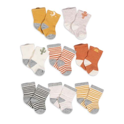 Gerber Baby Boy or Girl Gender Neutral Jersey Crew Wiggle-Proof Socks, 8-Pack (0-3 Months - 6/9 Months)