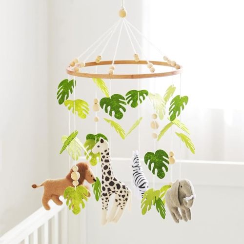 let's make Baby Mobile for Crib Safari Nursery Mobile Handmade Jungle Baby Mobile Woodland Nursery Decor Forest Animals Crib Accessories with Lion Elephant Zebra Giraffe