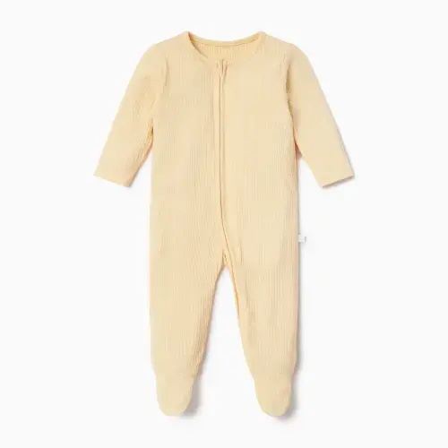 Ribbed Clever Zip Footed Baby Pajamas