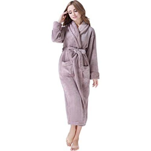 Richie House Women's Plush Soft Warm Fleece Bathrobe Robe RH1591