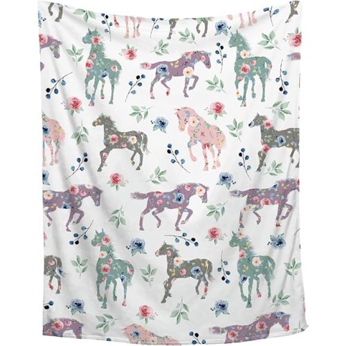Horse Blanket Ultra Soft Throw for Women Men, Decor for Couch Sofa Bed All Seasons, Camping Travel Living Room Bedroom, 40"x50"-Throw Size for Kids