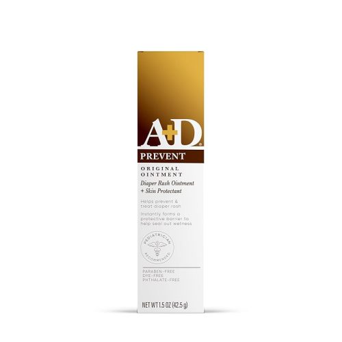 A+D Original Diaper Rash Ointment, Baby Skin Protectant with Lanolin and Petrolatum, Seals Out Wetness, Helps Prevent Diaper Rash, 1.5 Ounce Tube, Packaging May Vary