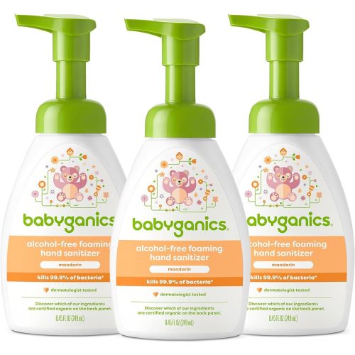 Babyganics Foaming Pump Hand Sanitizer, Alcohol Free, Mandarin, Kills 99.9% of Common Bacteria, Moisturizing, 8.45 Fl Oz (Pack of 3)
