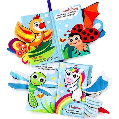 BabyBibi Touch My Wings Soft Crinkle Books for Babies - Touch and Feel Sensory Baby Sensory Toys to Help Early Development & Motor Skills - for Ages 0 Months+