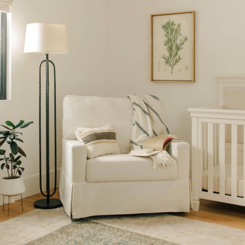 Crawford Pillowback Chair and a Half, Comfort Swivel Glider in Eco-Performance Fabric | Water Repellent & Stain Resistant