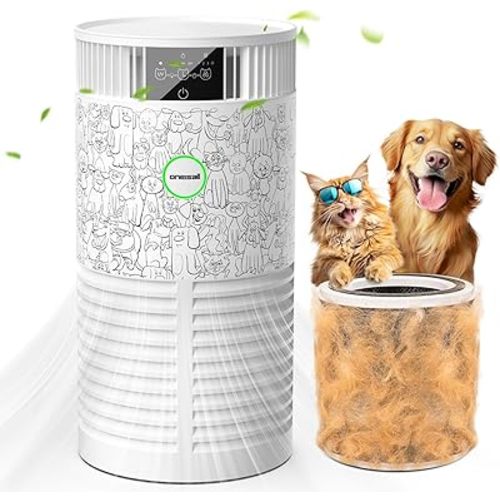 oneisall Pet Air Purifier with Washable Filter Covers Up to 1200 Ft², Quiet Home Pets Air Cleaner Upgrade for Pet Hair Dander,Smell Odor and Allergies, with 3-in-1 HEPA Filter
