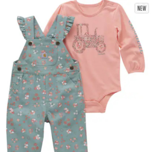 Girls' Long-Sleeve Bodysuit Ruffle Trim Canvas Overall Set (Infant) | New Clothing & Accessories | Carhartt