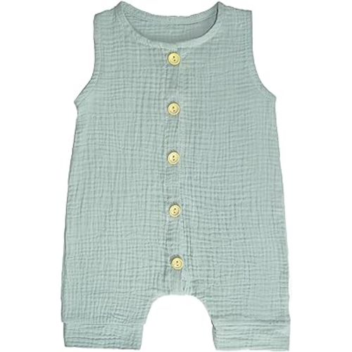 Muslin cotton Baby Romper Clothes Sleeveless Solid Baby Jumpsuit
