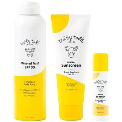 Tubby Todd Face and Body Mineral Sunscreen Kit for Baby, Toddler and Kids