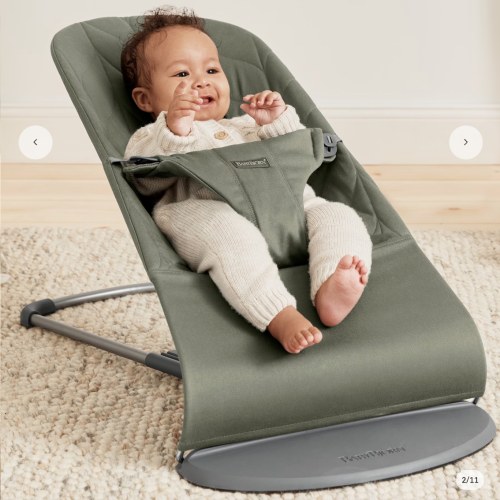 BabyBjörn Bouncer Bliss | Color: Dark green | Style: Woven, Petal quilt