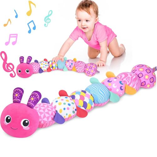 KMUYSL Baby Toys 0-6 6-12 Months, Sensory Music Animal Stuffed Toy for 0 1 2 3 4 5 6+ Months, Plush Toy with Crinkle and Rattles for Infant Newborn, Tummy Time Toys Gifts for 0-3-6-12 Month