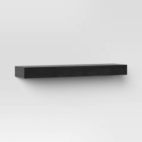 24" Floating Dark Wood Shelf White - Threshold™: Modern Storage, Wall Mounted, FSC Certified Wood