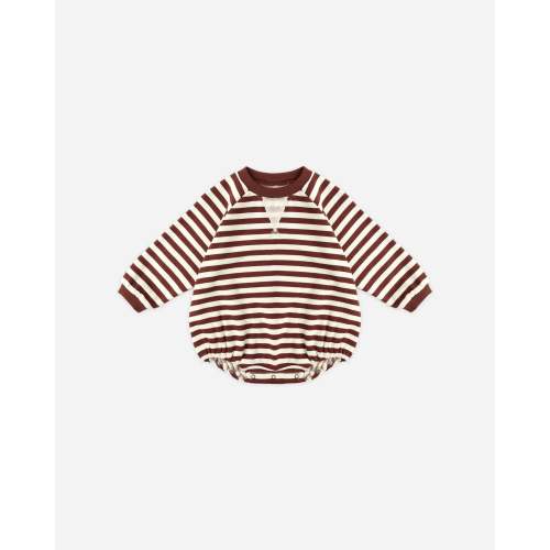 Crewneck Romper || Burgundy Stripe | 0-3M or 3-6M