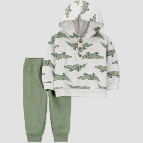 Carter's Just One You® Baby Boys' 2pc Alligator Hooded Sweatshirt and Jogger Pants Set - Green 3M