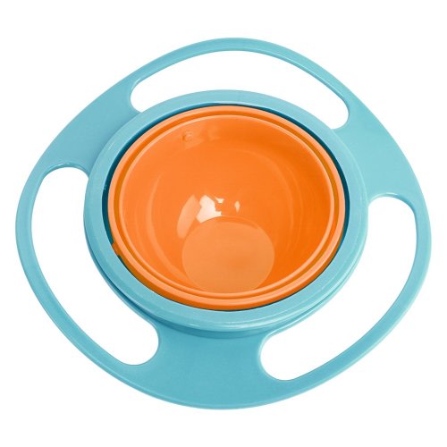 Universal Baby Gyro Bowl Anti Spill Bowl Smooth 360 Degrees Rotation Gyroscopic Bowl For Baby Kids Blue