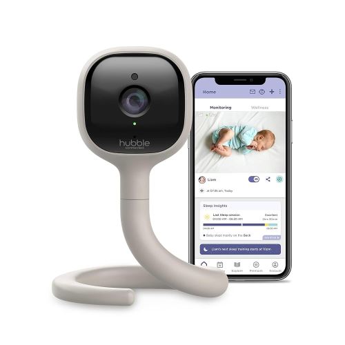 Hubble Connected AI Vision 2K UHD Smart Baby Monitor with Advanced AI Features-Covered Face/Rollover Alert, Baby Cry Detection, Advanced Sleep Insights, Nightlight and Built-in Smart Soother