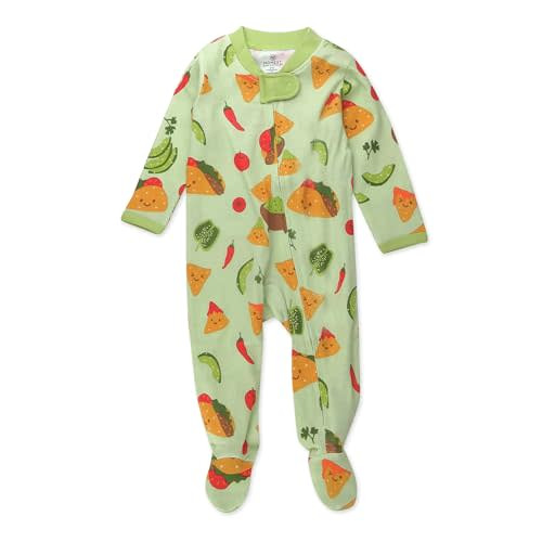 HonestBaby Sleep and Play Footed Pajamas One-Piece Sleeper Jumpsuit Zip-Front PJs Organic Cotton for Baby Boys, Unisex