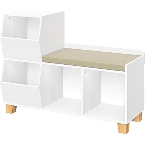 RiverRidge Kids Catch-All Toy Storage Organizer Bench with Cubbies & Toy Bins for Playroom - Cubby Organizer