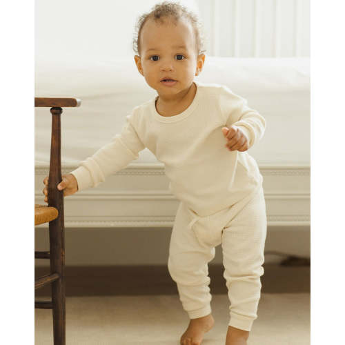 WAFFLE TOP + PANT SET - 12-18m / natural