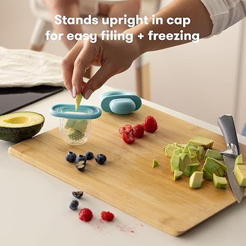 Frida Baby Push Pop Feeder, Baby Fruit Food Feeder to Safely Introduce New Foods, Fresh + Frozen, Silicone, BPA Free, Dishwasher Safe | 3 Count, Bue